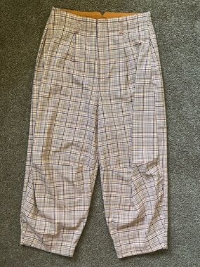 Free People Women’s Turning Point Barrel Leg Plaid Trousers, Size 6